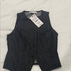 Zara Charcoal Denim Vest